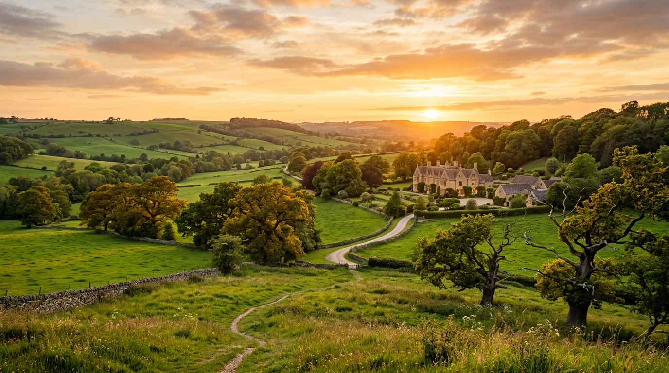 British countryside surrounding the resort